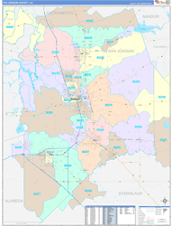 San Joaquin County, CA Wall Map Color Cast Style 2024